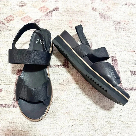 NWOT Eileen Fisher• Black Velcro Strap Sandals Size 9 - Picture 13 of 13